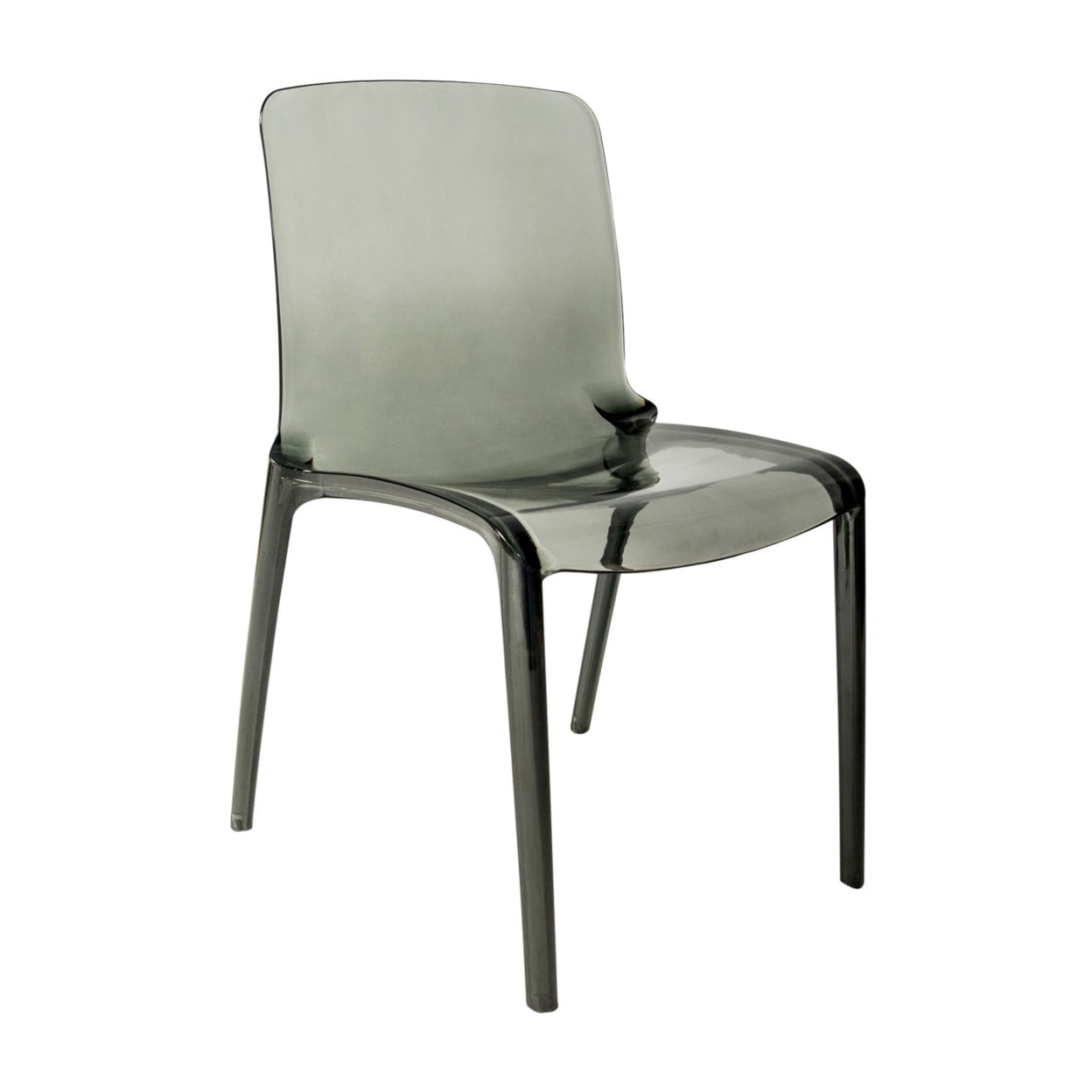 LeisureMod Murray Mid-Century Modern Dining Chair - Transparent Black Acrylic, Ergonomic Design, Stackable