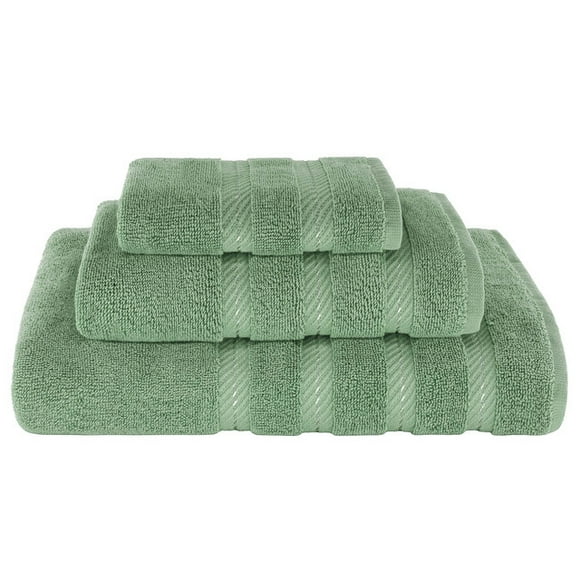 American Soft Linen Ensemble de 3 Pcs, Serviettes en Coton Turc 100 % Véritable de Qualité Supérieure et de Luxe - Vert Sauge