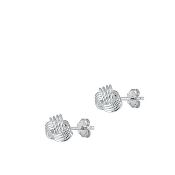 Sterling Silver High Polished Knot Stud Earrings .925 New Jewelry Female Unisex