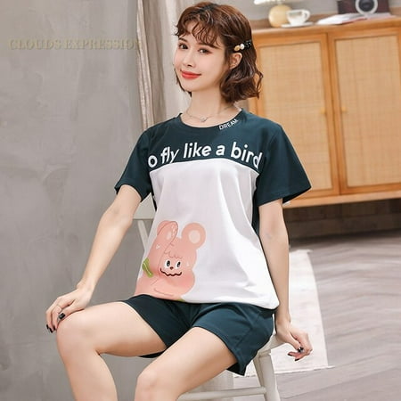 

QWZNDZGR Summer 100% Cotton Pajama Sets Women Pyjamas Sleepwear loungewear Pijama Mujer Plus Size 4XL Couple Night suits Homewear Fashion