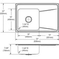 thumbnail image 2 of Elkay Lustertone Classic Stainless Steel 33" x 22" x 7-5/8", Single Bowl Drop-in Sink with Drainboard, 2 of 7