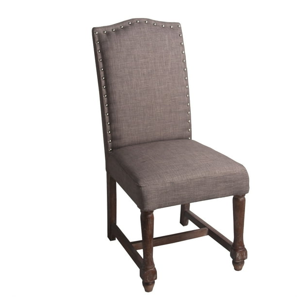Wooden Accent Chair with Nail head Trim and Fabric ...