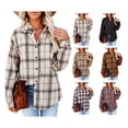 thumbnail image 4 of Blusa a cuadros para mujer, con botones, manga larga, holgada, para otoño e invierno, camisa a cuadros para mujer, blusa para fiesta de trabajo diaria, 4 of 6