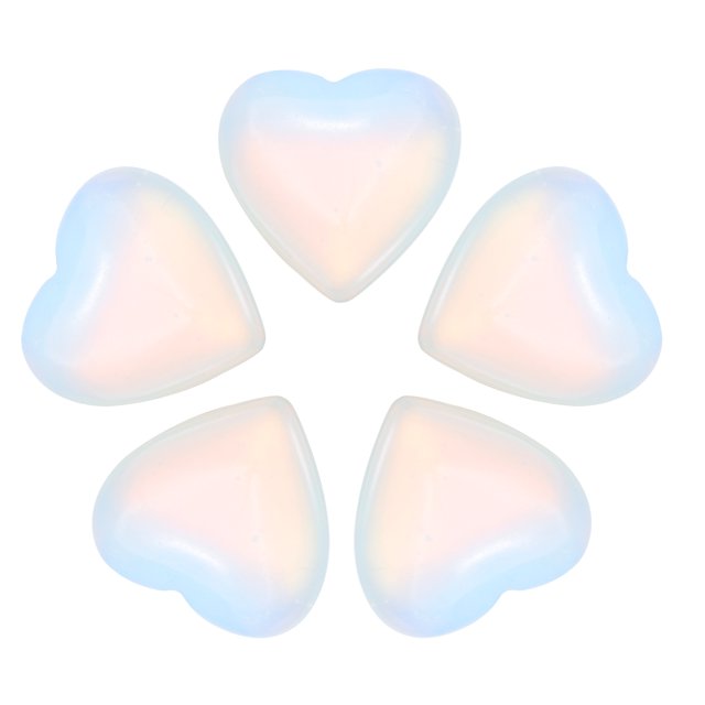 5Pcs Cristal Natural de Cuarzo Corazón, Piedras de Corazón para Equilibrar la Preocupación Opaite Sintético