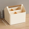 thumbnail image 3 of Desk Organizer, Caddy Organizer, Plastic Multifunctional Removable Storage Organizer Bin with Adjustable Dividers for Art Supplies, Crafts, Colored Pencils and Makeup Desk, Cream White, 3 of 7