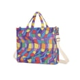 thumbnail image 7 of FORMRS Womens Corduroy Tote Bag Crossbody Shoulder Handbag with Pocket, Yellow Wavy Plaid, 7 of 7