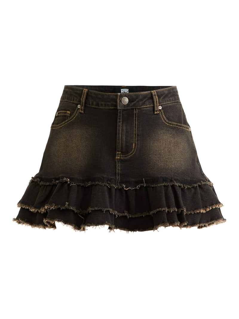 【WONDER WONDER】Lata unique unbalanced damage denim skirt WONDER WONDER】Lata unique unbalanced damage denim skirt