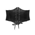 thumbnail image 3 of Ladies Boned Overbust Corset Bustier Girdle Waist Outside Wearing Waist Clip Breathable Shrink Lace-up Cinch Belt Black A, 3 of 3