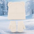thumbnail image 2 of NOLDARES Kids Winter Hat and Gloves Set Girls Boys Knit Beanie Hats with Pom Warm Snow Ski Cap for Toddler(M035-Light Yellow), 2 of 8