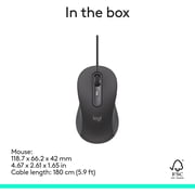 Logitech Signature M520 USB-C Wired Mouse, Large, Graphite