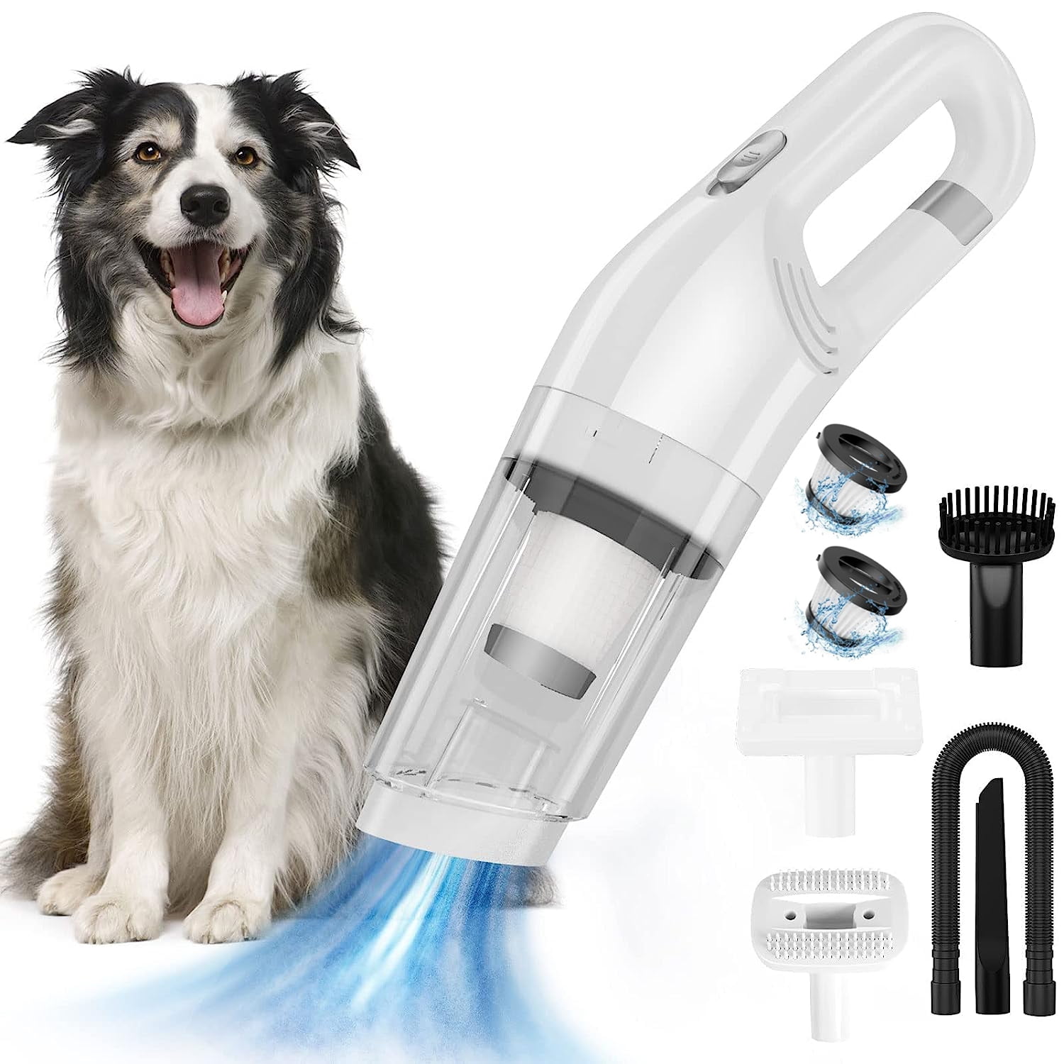 Prociv 5in1 Handheld Pet Hair Vacuum & Grooming Brush, Low Noise Pet Vacuum for Shedding