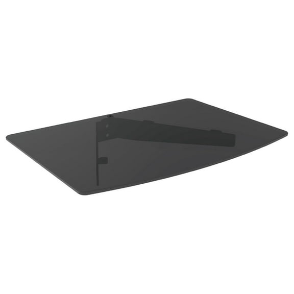 Tempered Glass Floating Shelf for TV, 20lbs Capacity - Wall Mounted Entertainment Center Shelf for Devices, Cable Boxes, DVD Players - Space Saving Shelf for Office, Bedroom (13.58" x 9.06") Modern