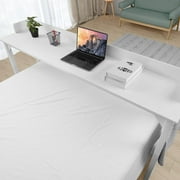 Arlopu Overbed Table with Wheels, 70.8'' Rolling Over Bed Desk for Full/Queen Size Bed, Mobile Computer Desk Standing Workstation White Hospital Bed Table