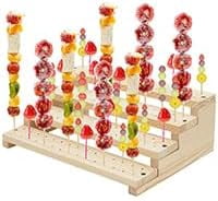 Wood Skewer Holder 120 Holes Wooden Pick Stand 4 Tier Buffet Display Board Multi Level Display Stands Pick Holder For Buffets Banquets Cocktail Party Catering Events Supplies