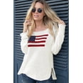 thumbnail image 2 of American Flag Shirt For Women 4th for July Long Sleeve Casual Crew Neck Loose Knite Sweater White L, 2 of 5