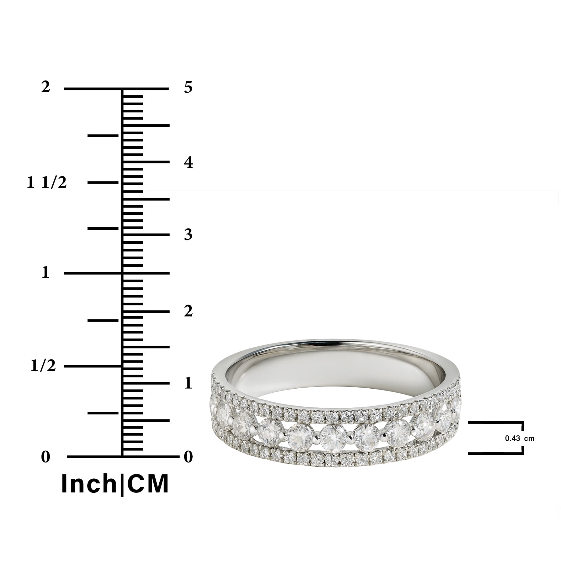 JeenMata Double Pave - 0.75 Carat Round Brilliant Cut Moissanite - Eternity Anniversary Ring - 18K Black Gold Plating for Women