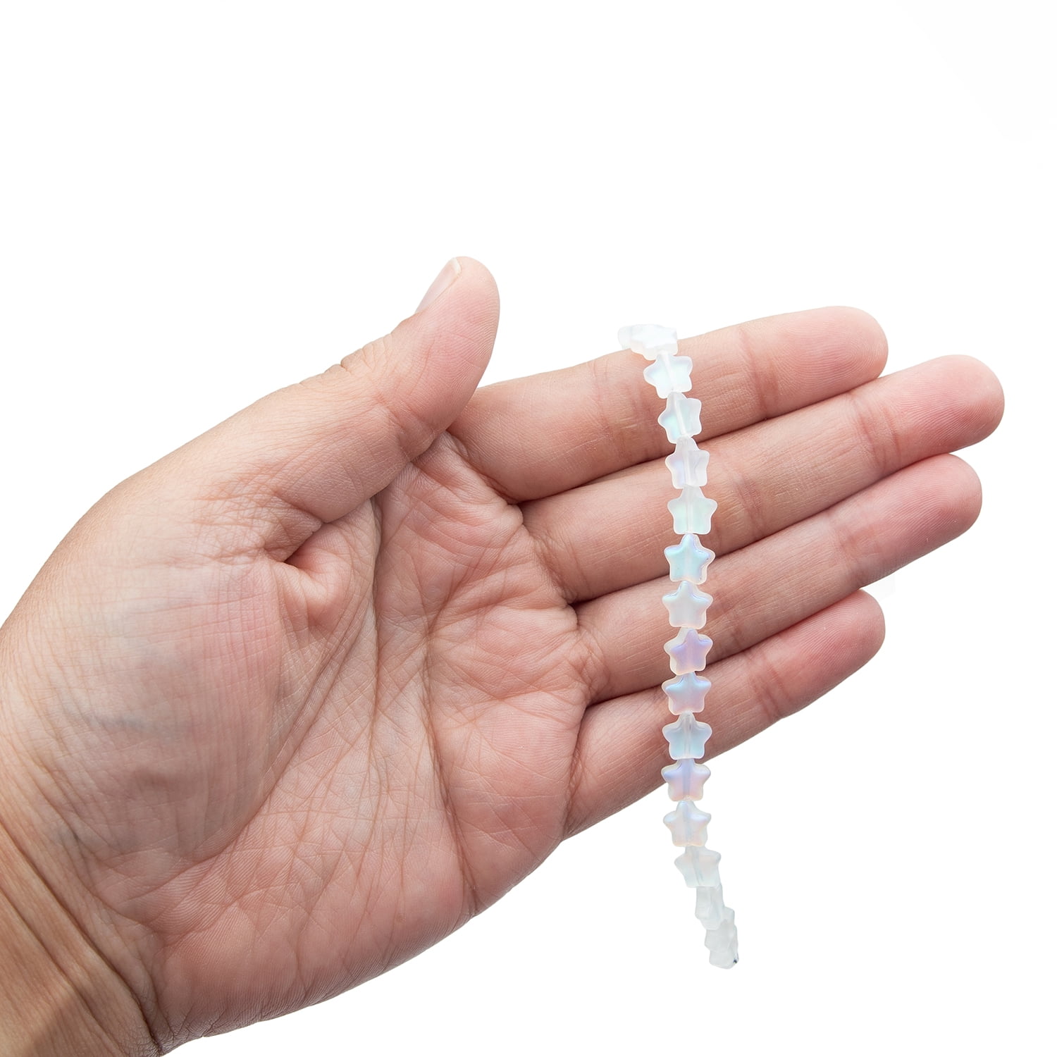 Cousin DIY 8mm Frosted Opalescent AB Star Glass Bead Strand, 7.5-inch, 25 Pieces