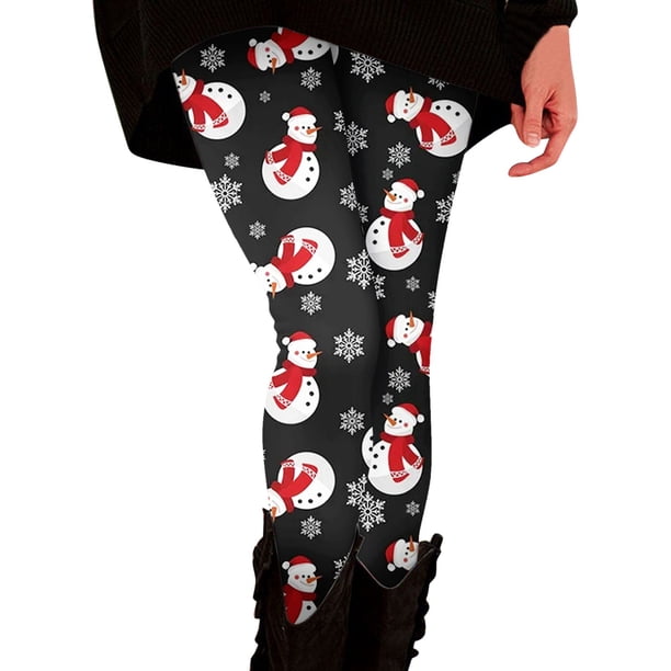 Gibobby Leggings Navideños Leggings estampados cómodos informales para mujer Pantalones largos de yoga(Blanco,XG)