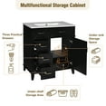 thumbnail image 5 of EUROCO 30" Bathroom Vanity with Ceramic Sink,Solid Wood Bathroom Makeup Cabinet with Soft Close Door,Adjustable Shelf and 3 Drawers,Free Standing Single Basin Vanity Set for Bathroom,Black, 5 of 7
