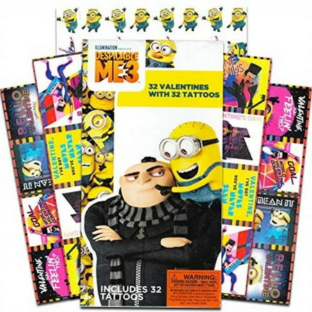 Despicable Me Valentines with Tattoos - 32 CT