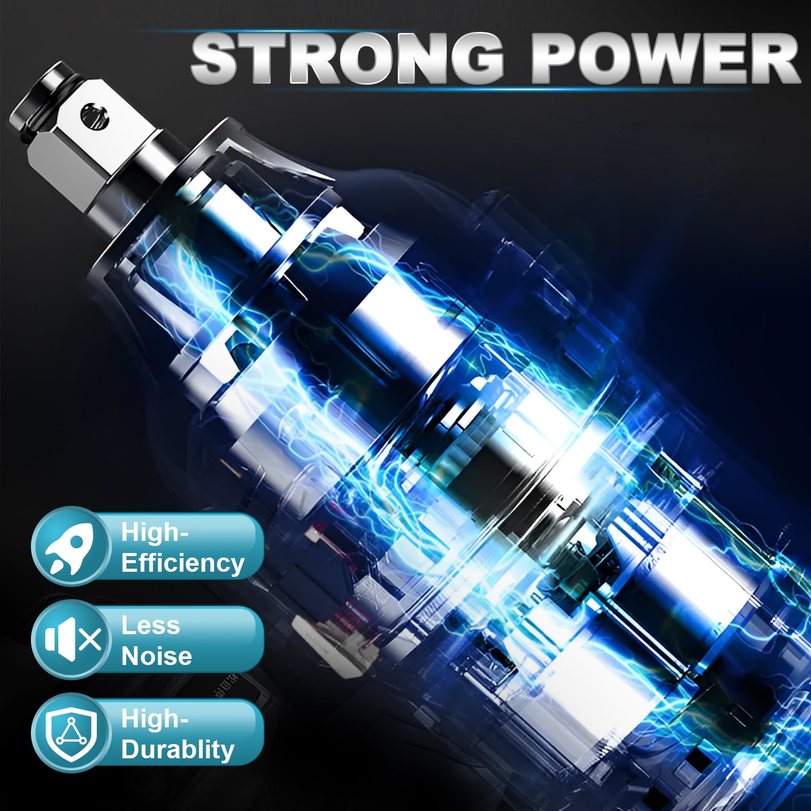Cordless Impact Wrench Brushless 1/2-inch, 550Nm Max Torque, 3200RPM w/ 2x 3.0Ah Batteries & 6 Sockets - High Power for Car Repair, Home DIY