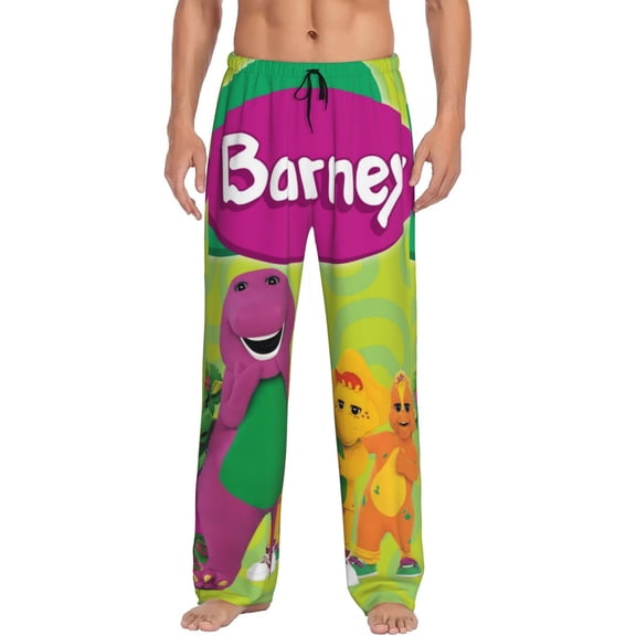 Barney And Friends Pajama Pants for Men, Super Soft All over Print Lounge Pants Sleepwear Bottom with Pockets Drawstring