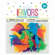 Unique Industries Assorted Neon Plastic Dinosaur Party Favors, 12 Count