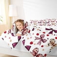 thumbnail image 4 of Feelyou Polkadots Ribbon Bow Twin Comforter Sets, Cherry Love Heart Bedding Set, 2 Pieces, 4 of 8