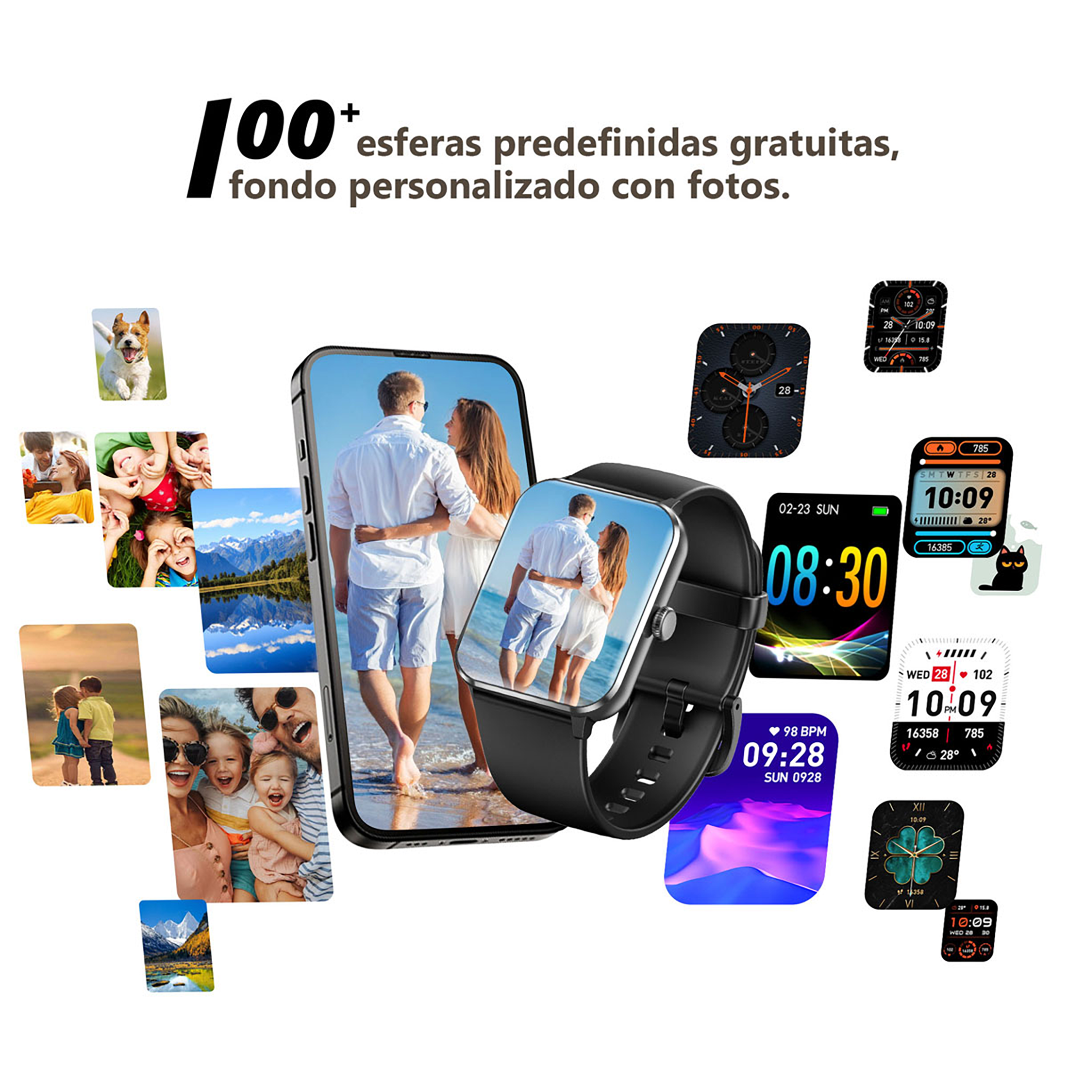 LUOMATE Smart Watch for Android iPhone, Bluetooth Calling Smartwatch for Men Women, Answer Make Calls, AI Voice Assistant, Message Reminder, HD Touch Screen, Black
