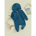 thumbnail image 4 of nvzhuang Baby Jumpsuit, Long Sleeve Hooded Zip-up Solid Fall Romper Clothes for Boys Girls, 4 of 8