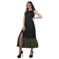 thumbnail image 3 of Moomaya Robe de Vacances pour Femmes en Rayonne, Col Licou, Sans Manches, Fente avant, Robe Imprimée, 3 of 4