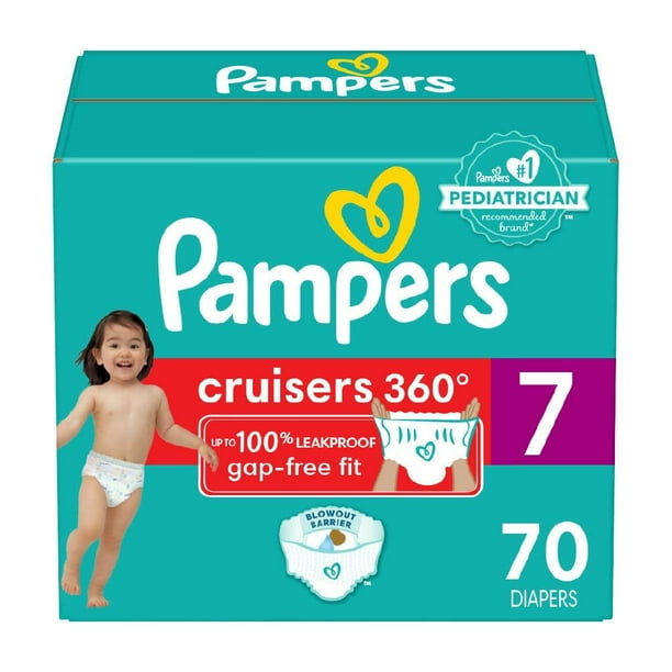 Pañales Pampers Cruisers 360, tamaño 7, 70 unidades, desechables para bebés