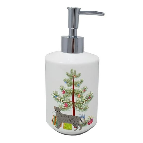 Carolines Treasures CK4699SOAP 7 x 3.5 in. Unisex Safari No.1 Cat Merry Christmas Ceramic Soap Dispenser