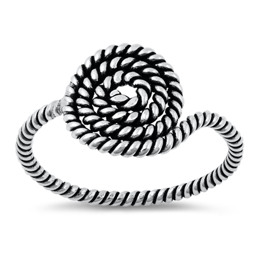 Classic Coiled Rope Ring .925 Sterling Silver Band Jewelry Female Male ...