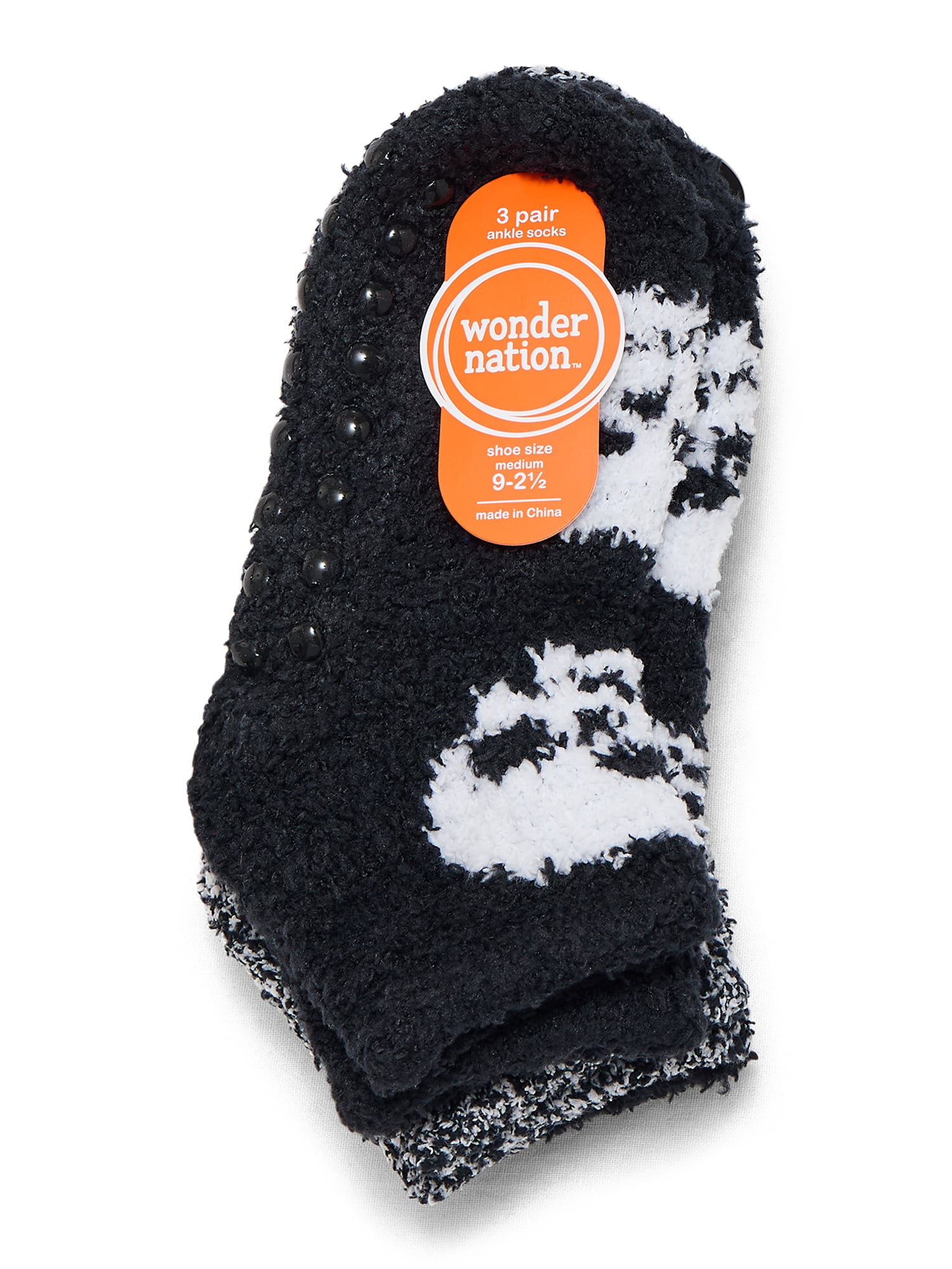 Wonder Nation Boys Skull Icon Cozy Ankle Socks, 3-Pack, Size M, Shoe Sizes 2.5-9