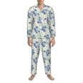 thumbnail image 3 of Naloa Daisies Flowers Men’s Pajamas Set - Long Sleeve Button Down Sleep Shirt and Pajama Bottoms Sleepwear Set-X-Large, 3 of 7