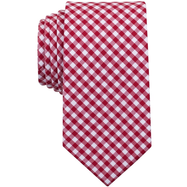 bar III Mens Troy Checked Self-tied Necktie, Rojo, Clásico (57 a 59 pulg.)