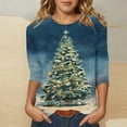 thumbnail image 2 of Fiaer Women T Shirts Shine Christmas Tree Trendy Tshirts 3/4 Sleeve Crew Neck Oversized Loose Fit Xmas Tops Navy S, 2 of 4