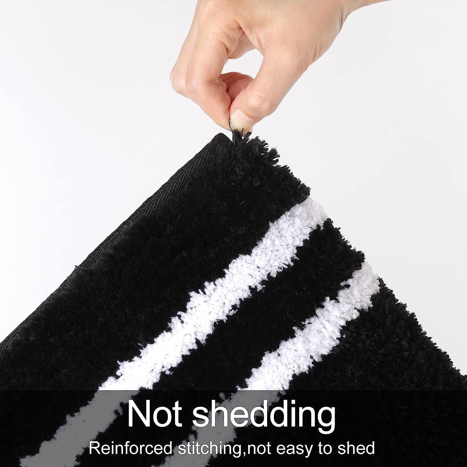 Bathroom Runner Rug Black Non-Slip Long Bath Mat Soft and Water Absorbent Bath Rug Machine Washable Fluffy Microfiber Floor Mats for Bathroom Tub Sink Shower,20x59 inch