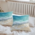 thumbnail image 5 of Blue Ocean Beach Waves Outdoor Pillow Covers Pack of 2 Modern Art Decoration Waterproof Throw Pillow Covers Decorative Cushion Cases for Patio Garden Tent Balcony Couch 24x24 inch, 5 of 8
