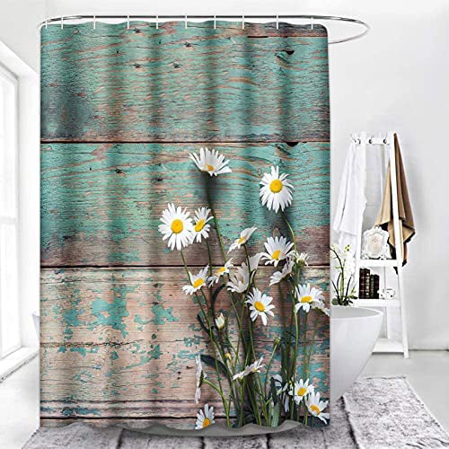 72x72'' Bathroom Shower Curtain Waterproof Fabric 12 Hooks Fairy Green Plants 