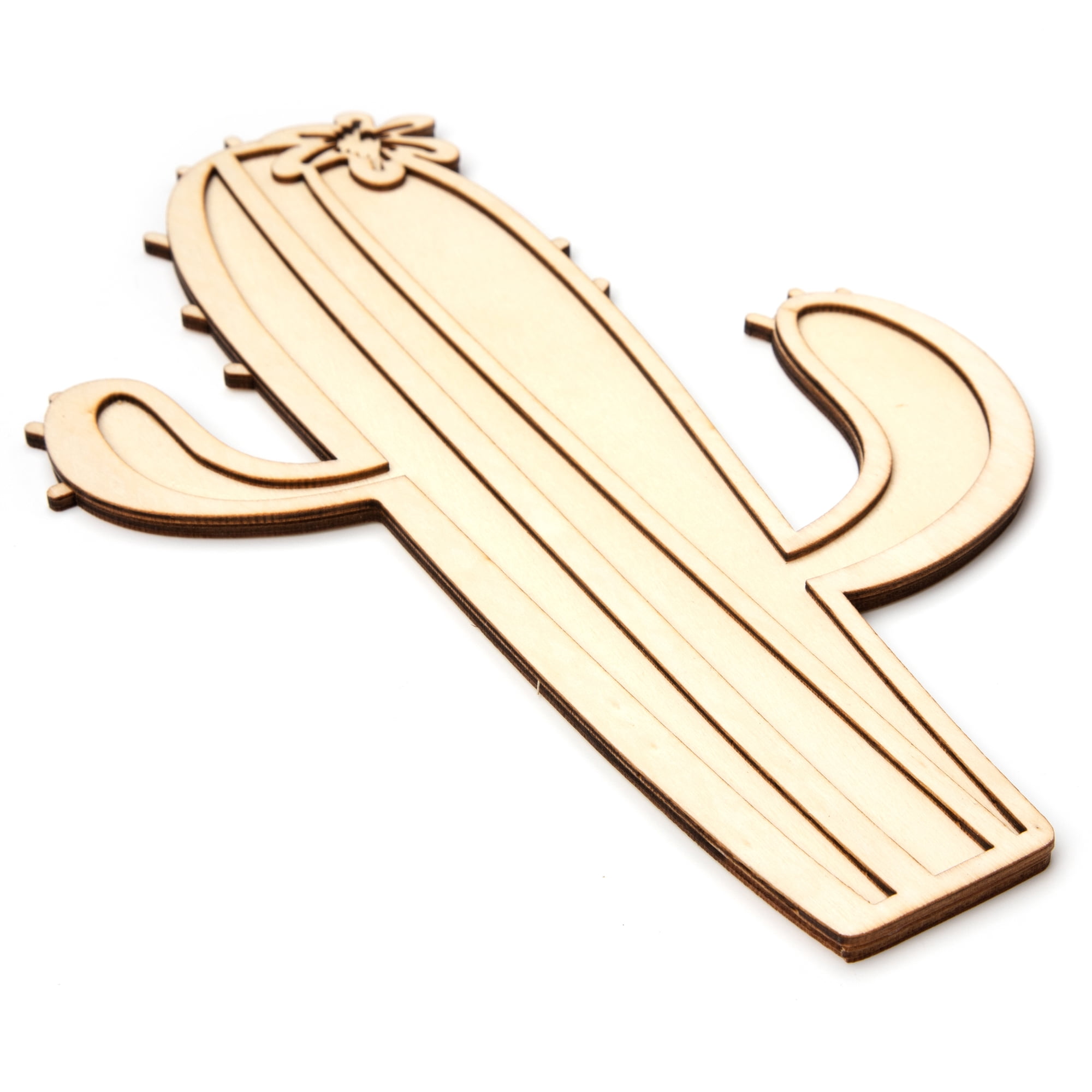 Cousin DIY Natural Unfinished Laser Cut Wood Cactus Plaque for Crafting