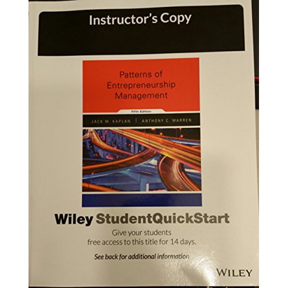 Pre-Owned Instructor's Copy of Patterns of Entrepreneurship Management, 5E, 9781119188148, 1119188148, Paperback, 5th edition