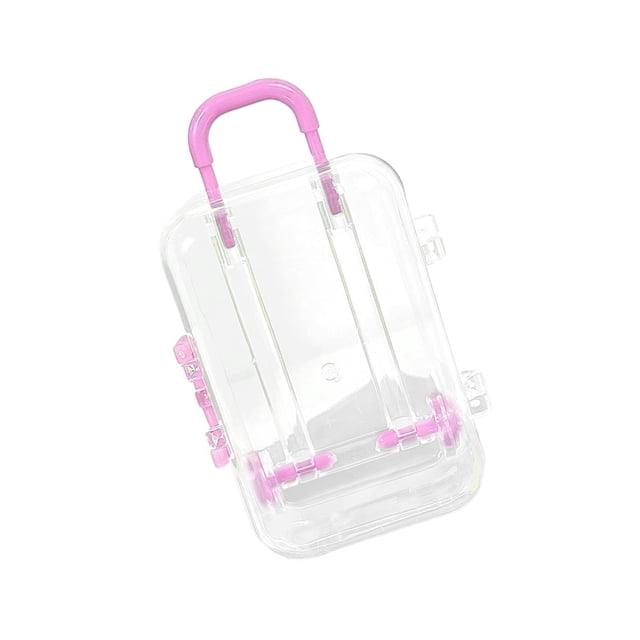 jinwen Vanity Jewelry Case Treasure Case Suitcase Shape Earrings Pendant Storage Holder Pink