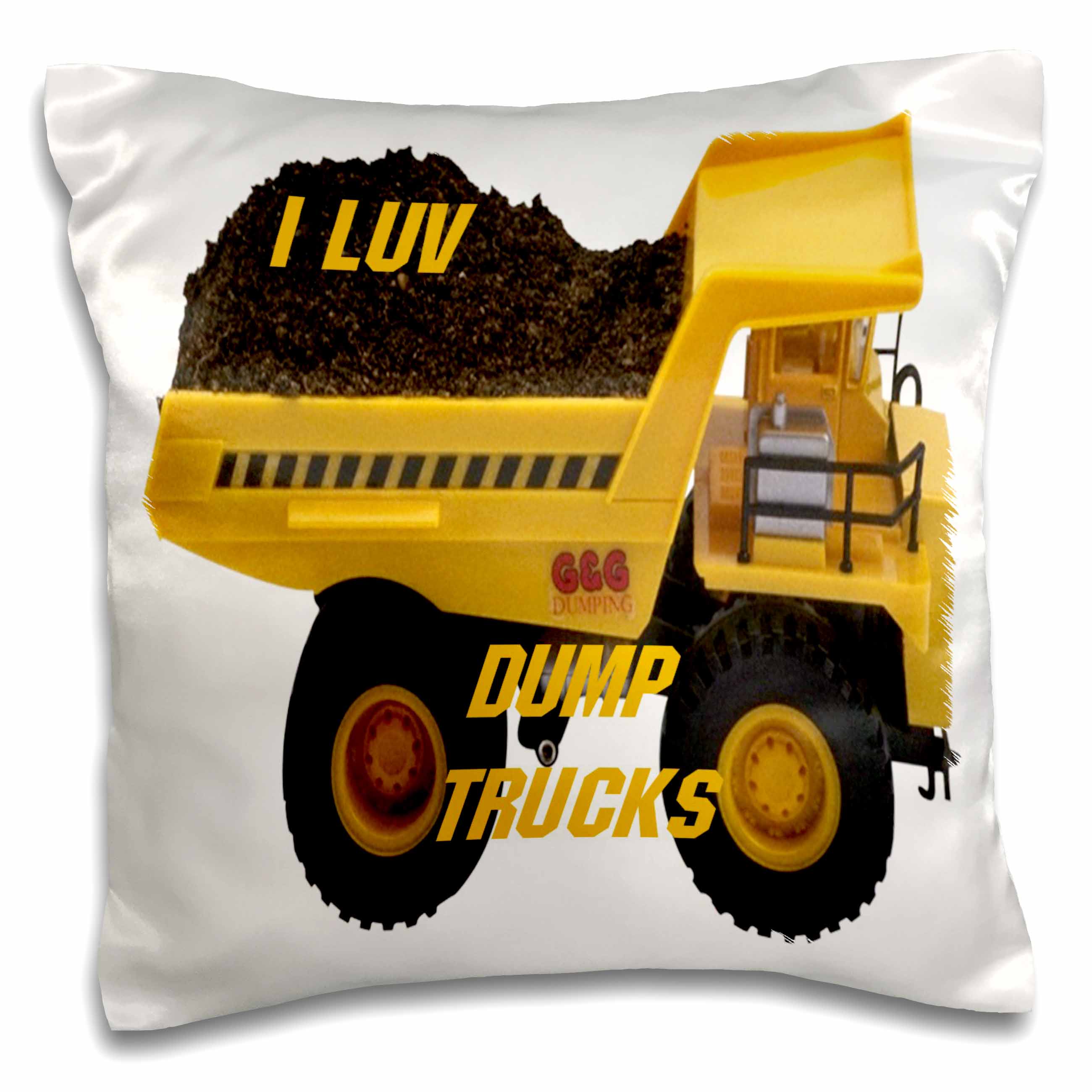 3dRose Dump Truck Pillow Case, 16 by 16inch