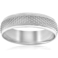thumbnail image 1 of 6mm Mens Handmade Wedding Band 14K White Gold Brushed Ring, 1 of 3