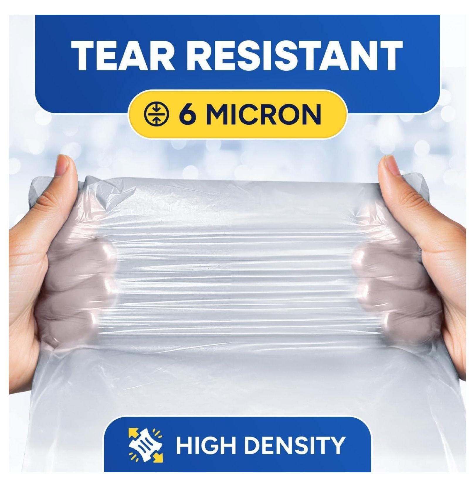 12-16 Gallon Clear Trash Bags, 24" x 31" High-Density Garbage Can Liners, 6 Micron, Unscented, Bulk Pack of 1000, for Indoor/Outdoor Use