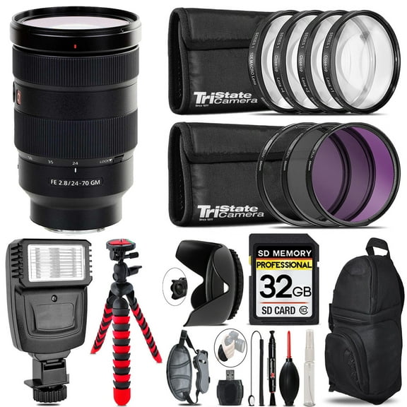 Sony FE 24-70mm f/2.8 GM Lens   Flash    Tripod & More - 32GB Accessory Kit (International Version)