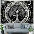 thumbnail image 4 of Orinice  Tree of Life Tapestry Hippie Sun and Moon Phase Galaxy Star Tapestries Wall Hanging Black White Art Nature Aesthetic Tapestry for Bedroom Dorm Living Room 50x40inch, 4 of 6