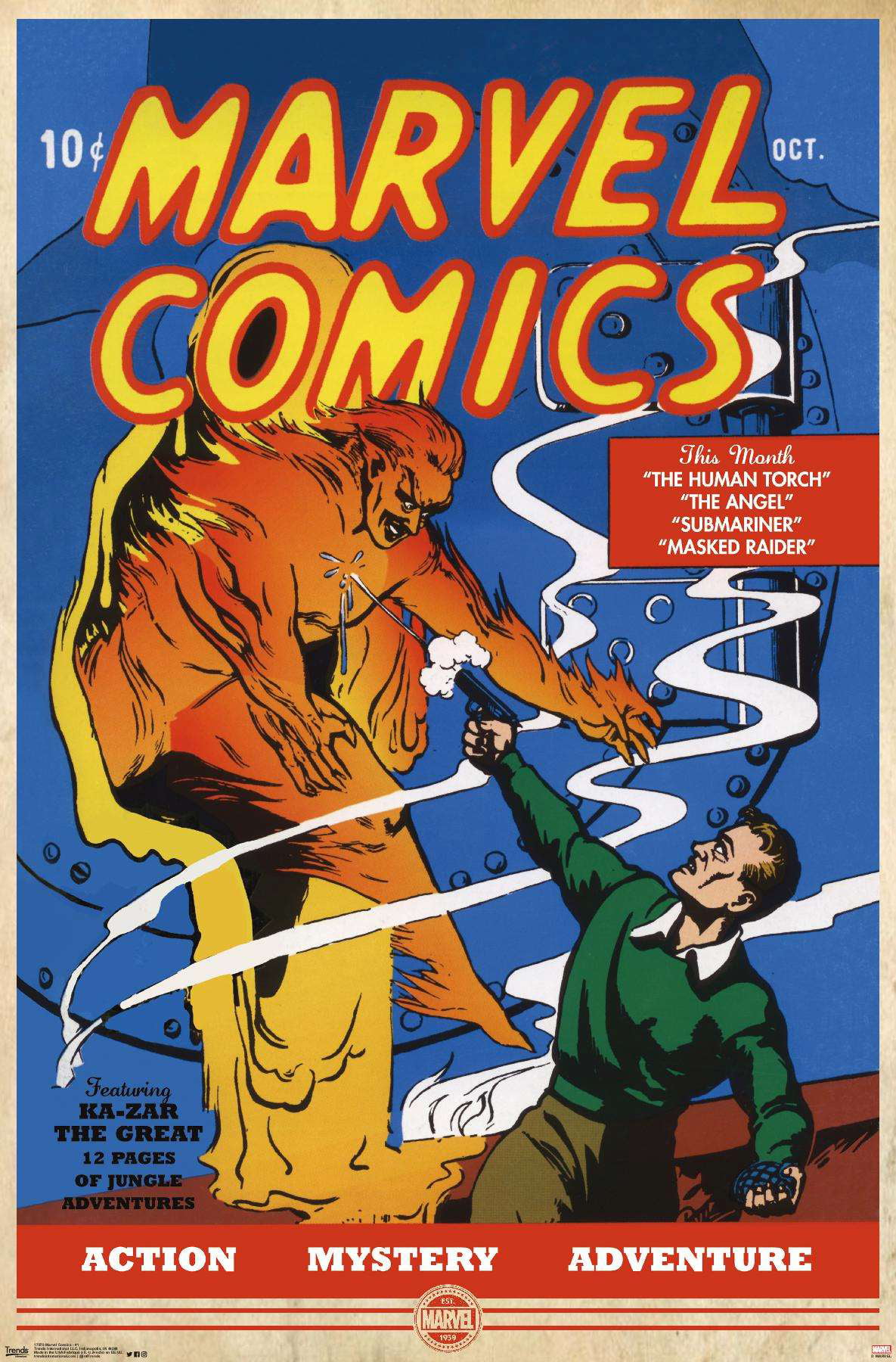 HUMAN TORCH ~ OCT COVER 16x20 COMIC ART PRINT Marvel Comic Book Submariner 